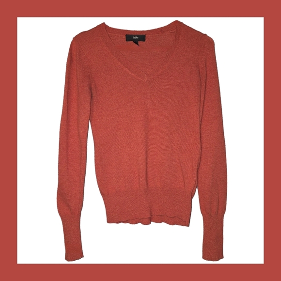 Y2K Mossimo Women's V-Neck Sweater - Extra Small Burnt Orange - Picture 1 of 7